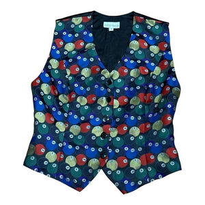 coba-reece Vest Womens 12 Black Multicolor Pool Billiards Novelty Waistcoat
